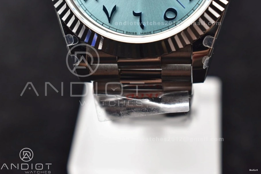 Arabic Blue 904L Dial Bracelet V2 on Markers SS A3255 President DayDate 40 Iced GMF Steel 1126